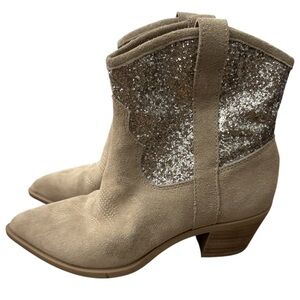Dolce Vita Shreya Suede Glitter Western Boots Size 6.5